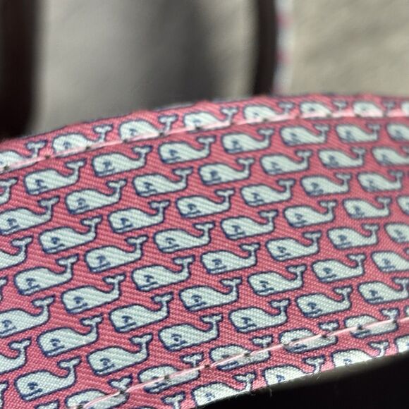 Vineyard Vines Belt Mens 52 Big leather Vineyard Whale Pink Silk Palm Beach $85 - Picture 2 of 12